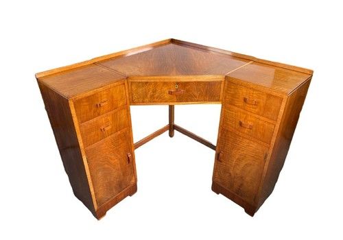Art Deco Corner Desk In The Manner Of Heals