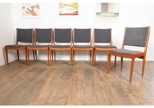 Vintage Retro Set Of 6 Teak Dining Chairs By Johannes Andersen