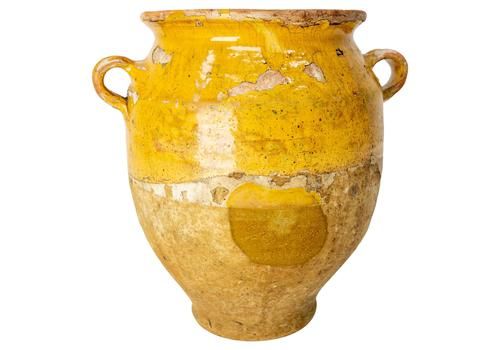 French, Terracotta Confit Pot Yellow Glaze, Late 19th Century