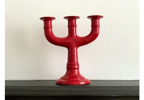 Vintage Dartmouth Pottery Red Ceramic Candelabra