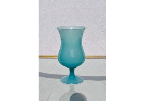 Midcentury Blue Opaline Empoli Vase