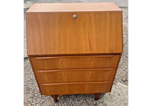 Mid Century Teak Sutcliffe Writing Bureau/ Desk Over 3 Drawers & Keys