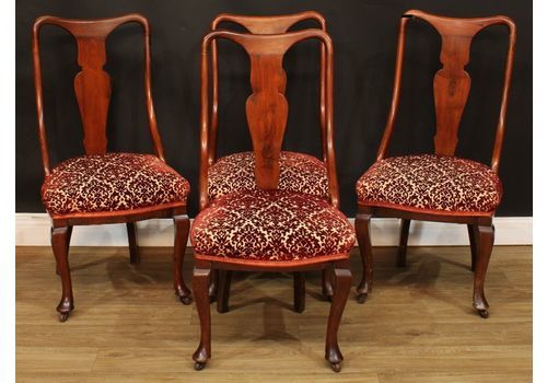 Set Of Four Queen Anne Style Dining Chairs Edwardian Circa 1910