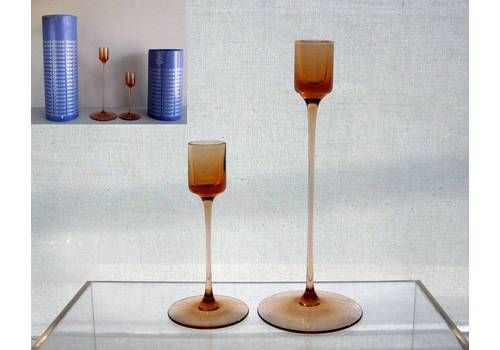 Wedgwood Sandringham Topaz Glass Candle Holders, Pair