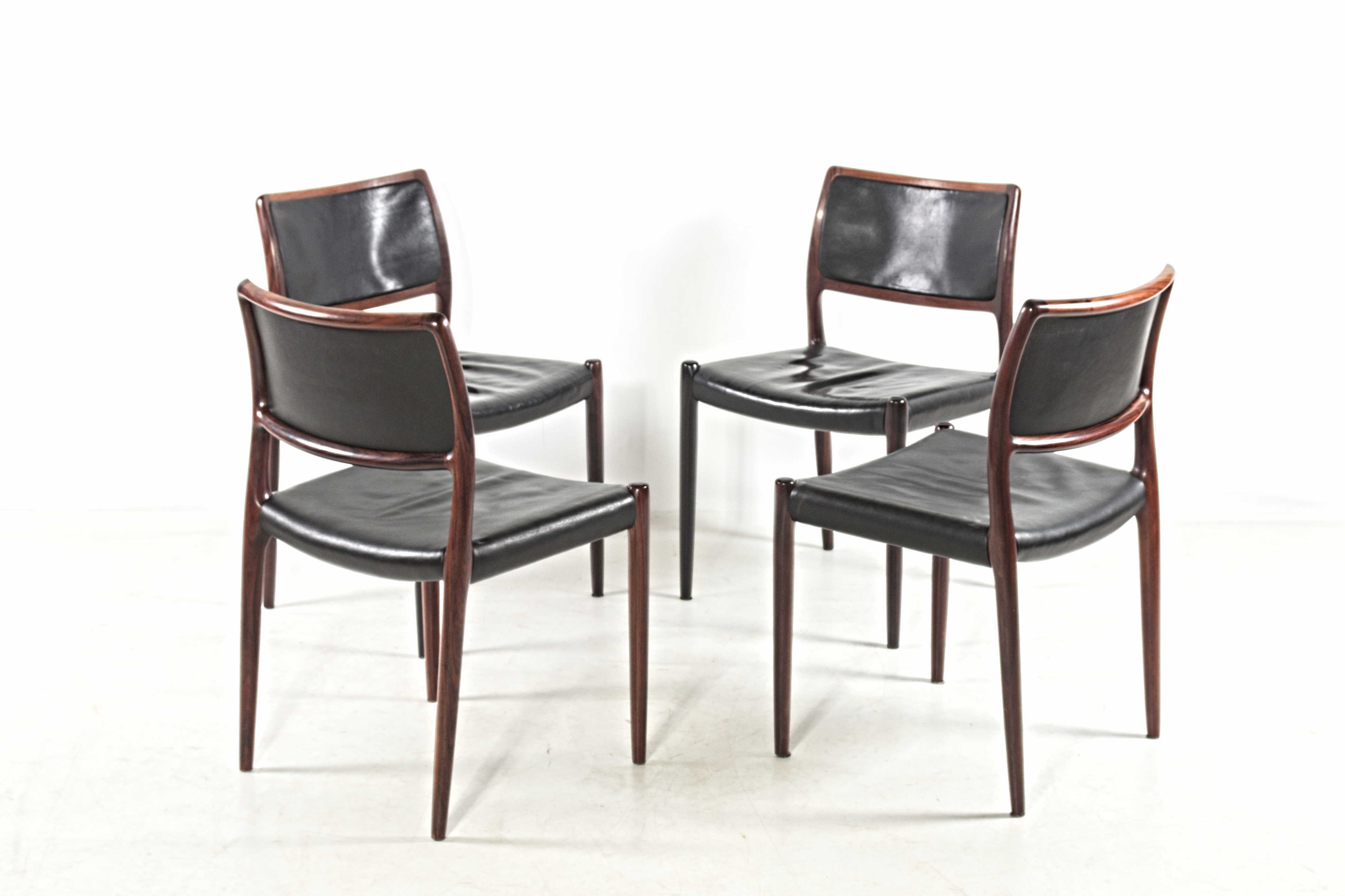 Four (Plus One) Dining Chairs By Niels Otto Moller, In ...