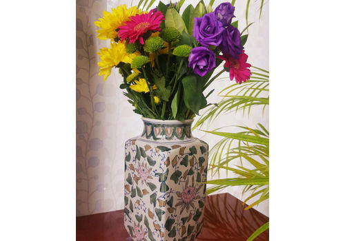 Floral Chinese Square Vase
