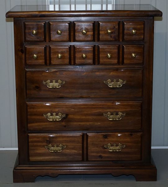 Thomasville Bank Chest Of Drawers Solid Hard Wood Haberdashery Style