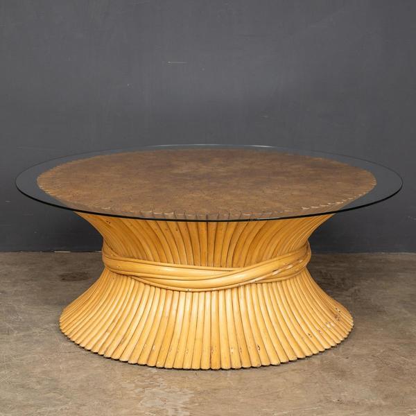 20th Century "Sheaf Of Wheat" Coffee Table By Mcguire, C.1970 photo furniture