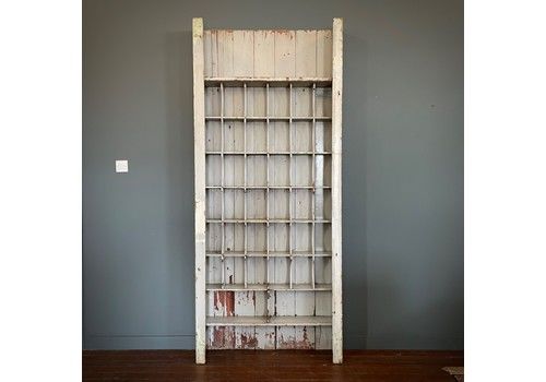 Attractive Large Very Tall Painted Antique Post Office Sorting Cabinet