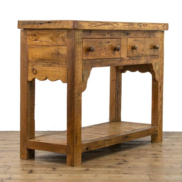 Rustic Wooden Two Drawer Sideboard photo for sale