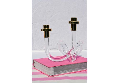Brass & Lucite ‘Pretzel’ Candlestick, By Dorothy Thorpe