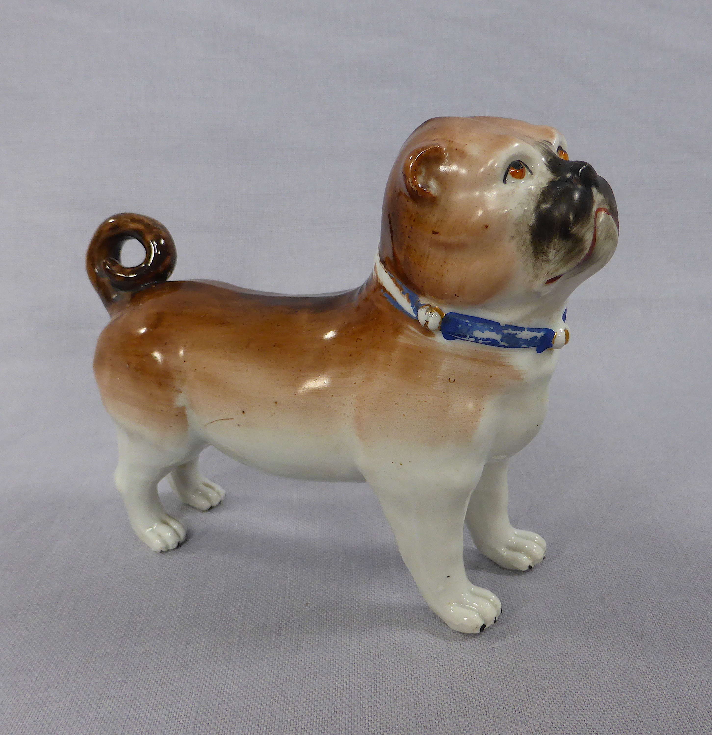 Porcelain Pug Dog, 1800s, Antique Vinterior