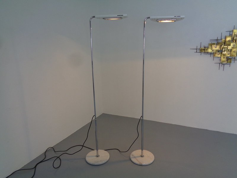 Mezzaluna Floor Lamps By Bruno Gecchelin For Skipper Pollux, 1970s, Set Of 2 photo for sale
