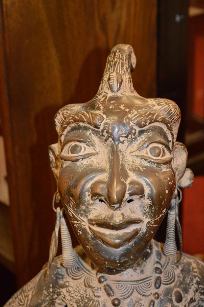 Very Large African Benin Tribal Bronze Maternity Statue,C1920 photo furniture