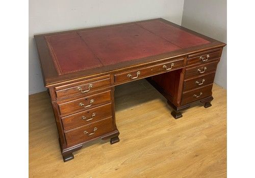Edwardian Twin Pedestal Mahogany Desk By Cooke’s Of London