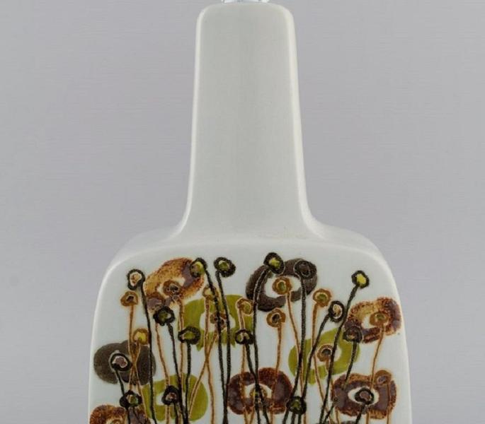 Royal Copenhagen Retro Table Lamp In Faience Decorated With Flowers, 1970s photo Lighting