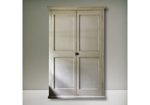 Large Vintage Solid Pine Grey Painted School Larder Cupboard Hall Storage