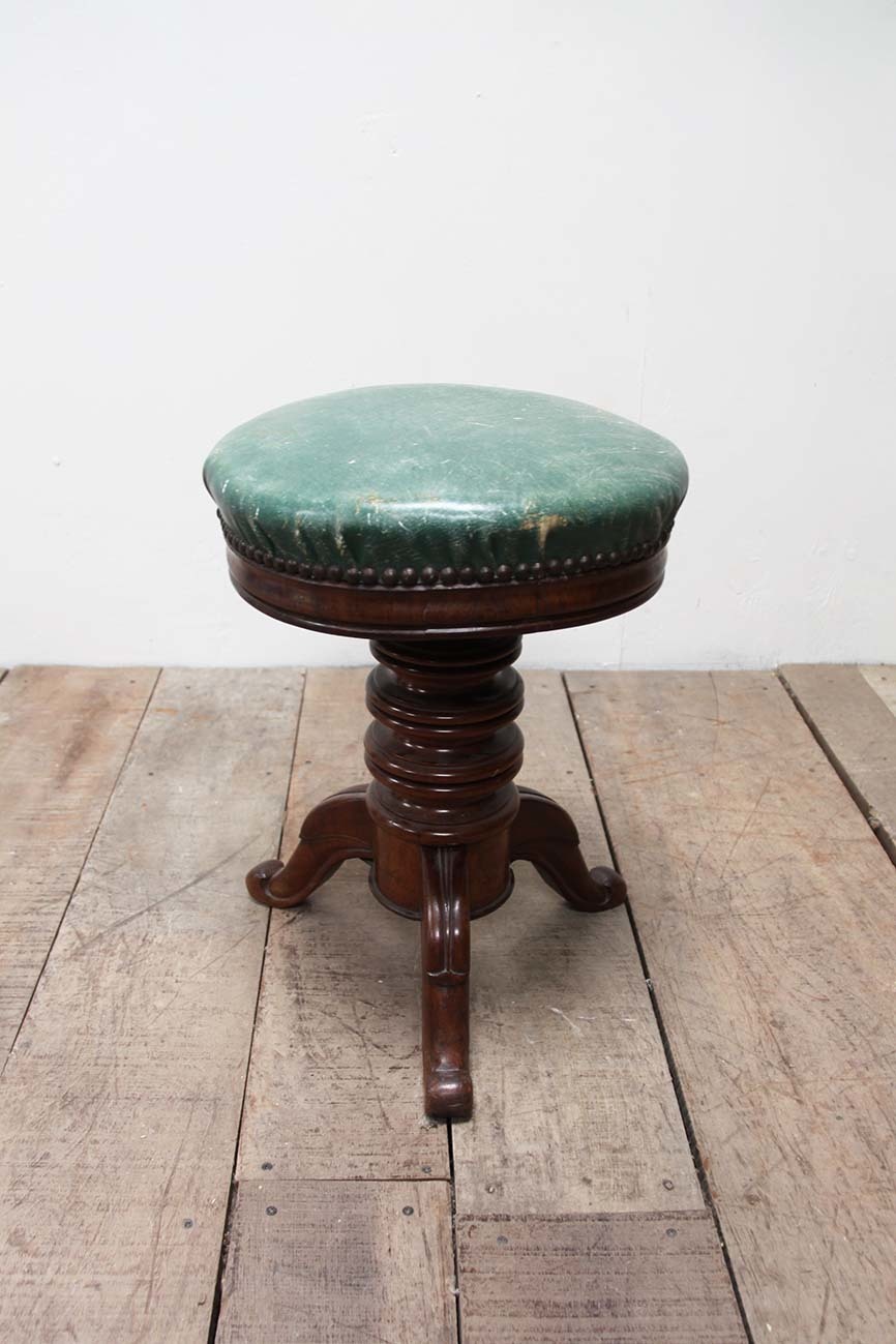 Leather Topped Piano Stool, 1800s Vinterior