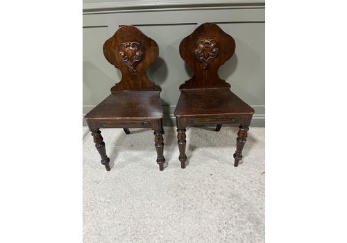 Pair Victorian Shield Chairs, Hall Chairs