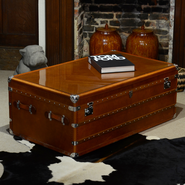 Leather Trunk Coffee Table Vinterior