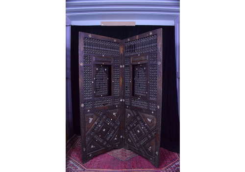 Circa 1900 Mashrabiya Screen With Mother Pearl Inlay,