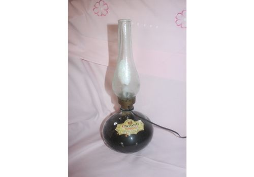 Italian Vintage Table/Desk Light Glass Bottle And Chimney Glass Shade Oil Lamp