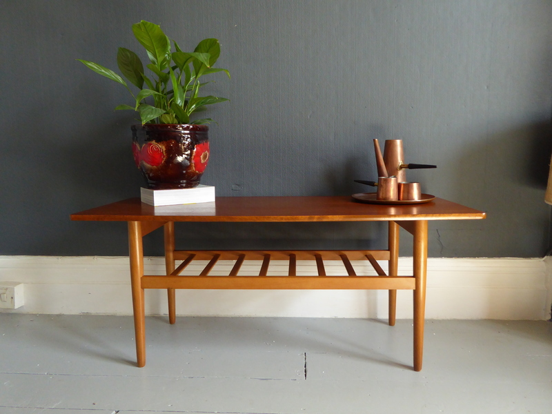 Vintage Retro Mid Century Teak Coffee Table Magazine Rack ...
