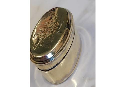 Antique Brass Rose Etched Japanese Pill Or Trinket Box