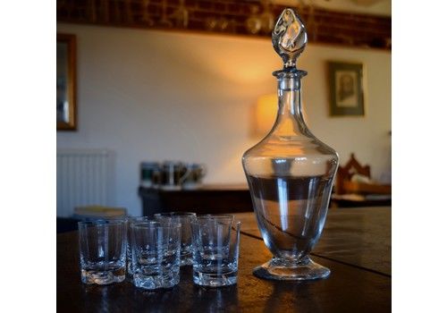 Daum Decanter And 6 Daum Liqueur Glasses