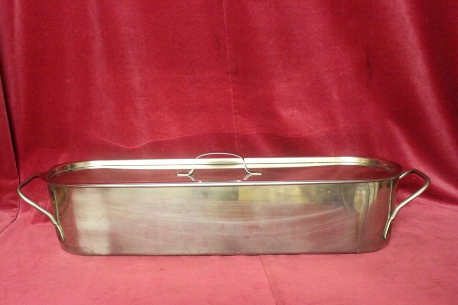 French Antique Aluminium Fish Kettle With Led And Grid Or Planter