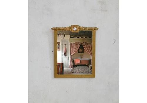 One Of A Kind Vintage Hand Crafted Ornate Wood Mirror, Repurposed Art Nouveau Framed Wall Hanging Mirror 30x26cm