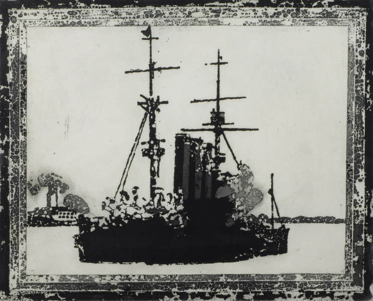 Stanley Dobbin Warship Original Clay Cut Print Monotone F&G photo furniture