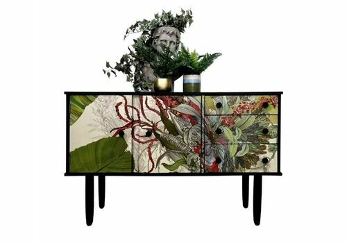 Luxury Bespoke Mid Century Sideboard Tv Unit With Timorous Beasties Decoupage