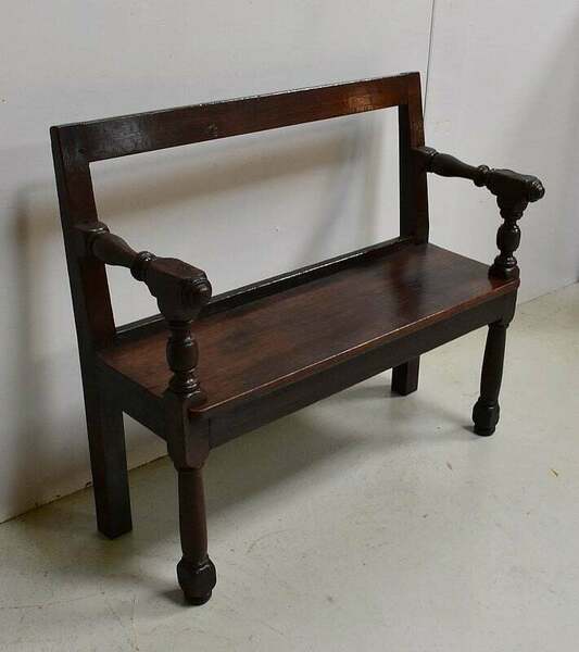 Small Bench With Oak Backrest, Louis XIV – 19th Century Style photo furniture