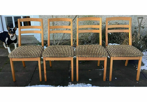 4 Nathan Dining Chairs C. 1980. Original Maze Covers.