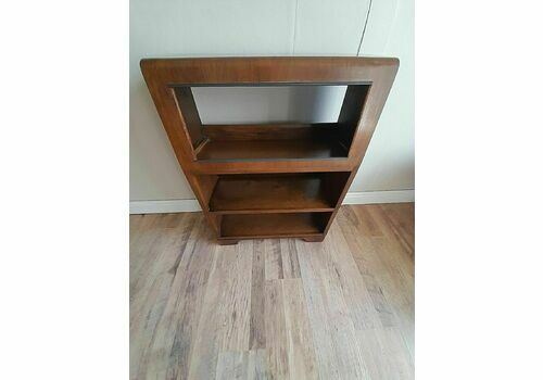Delightful Art Deco Ambassadar 1930's Walnut Veneered Vintage Open Bookcase