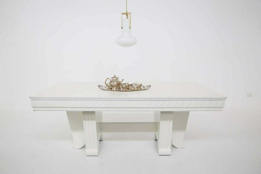 Important Dining Table Attr. To Guglielmo Ulrich In Painted Wood With Ashlars photo furniture