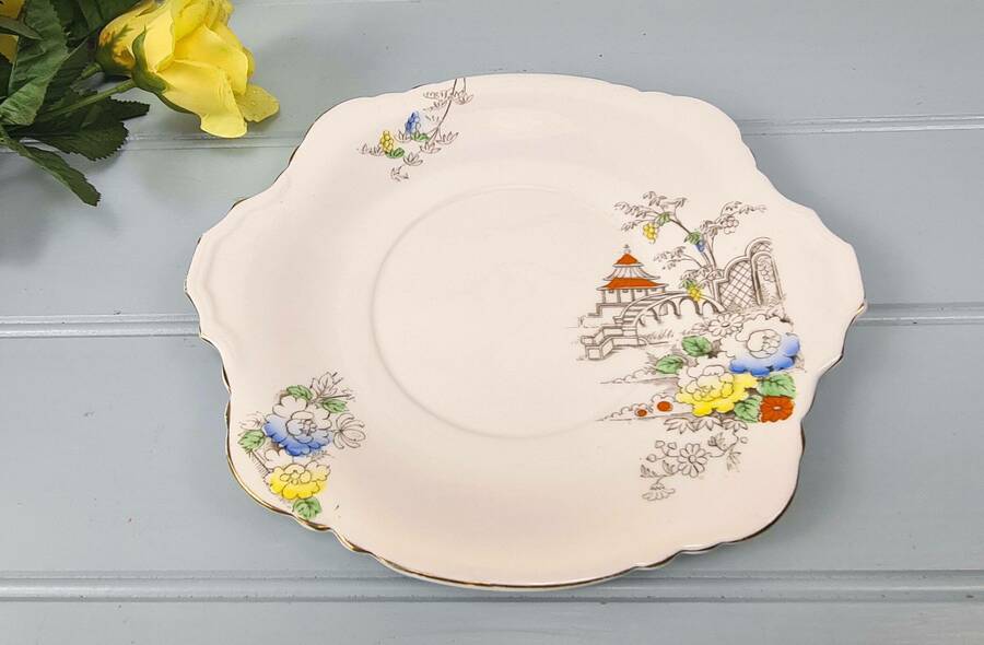1930s Art Deco Heathcote Bona China Tea Plate Vinterior