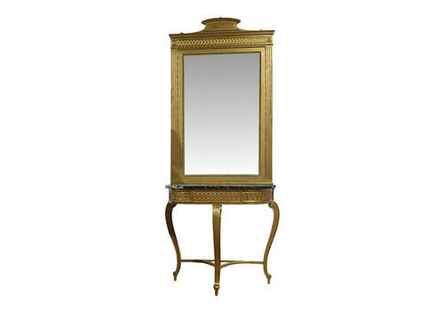 A Very Fine Late 19th Century Marble Top Console Table And Matching Giltwood Mirror