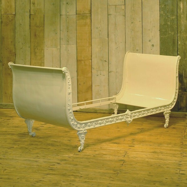 Cast Iron Daybed In Cream, 1800s Vinterior