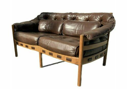 Mid Century Coja Sofa In Leather By Arne Norell, Sweden