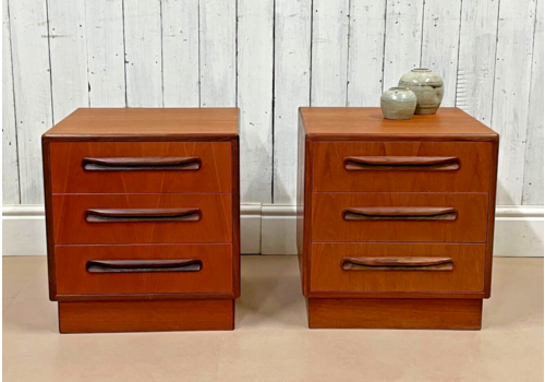 Pair Of G Plan Teak Bedside Cabinets Vtg Mid Century Danish Table Drawers Heals