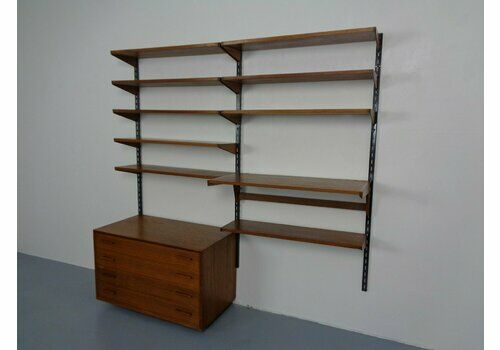 Teak Wall Unit By Kai Kristiansen For Feldballes Furniture Factory, 1960s, Set Of 14