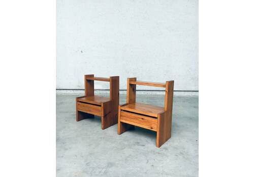 Midcentury Scandinavian Design Pine Bedside Table Set, 1960