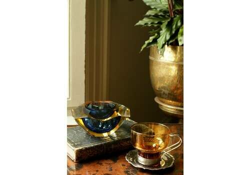 Murano Sommerso Blue, Amber And Clear Glass Bowl
