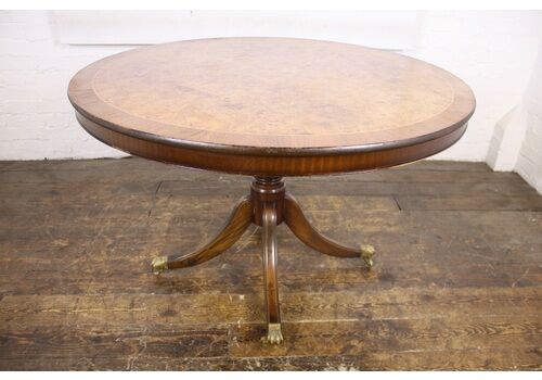Vintage Walnut Circular Tilt Table Retro Mid Century Furniture