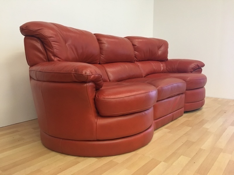 Fabulous Dfs C Red Swivel End Chaise Top Grade Leather Three Seater Sofa