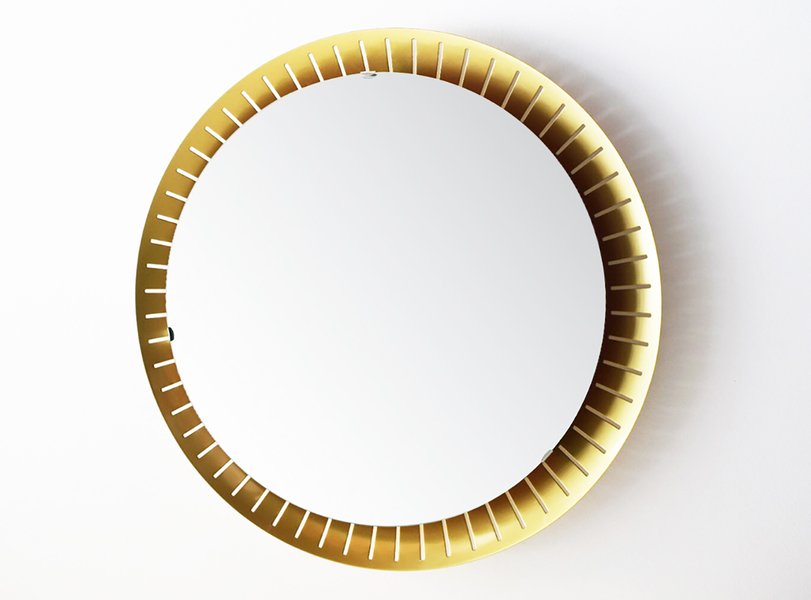 Large Stilnovo Round Illuminated Wall Mirror 1960s Xl