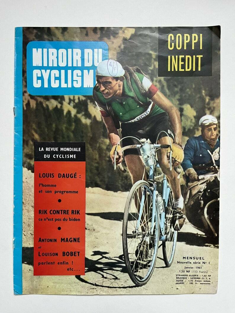 Fausto Coppi Bianchi Original Vintage Colour Cycling Print