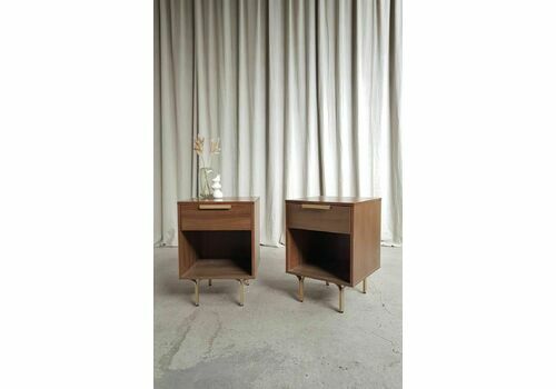 Pair Of Mid Century Industrial Danish Vintage Style Bedside Drawers Tables